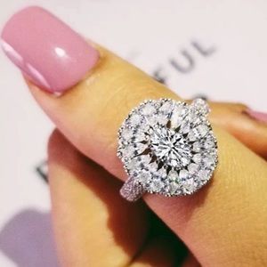 💯 NEW OVAL MARQUISE 925 STERLING SILVER DIAMOND RING